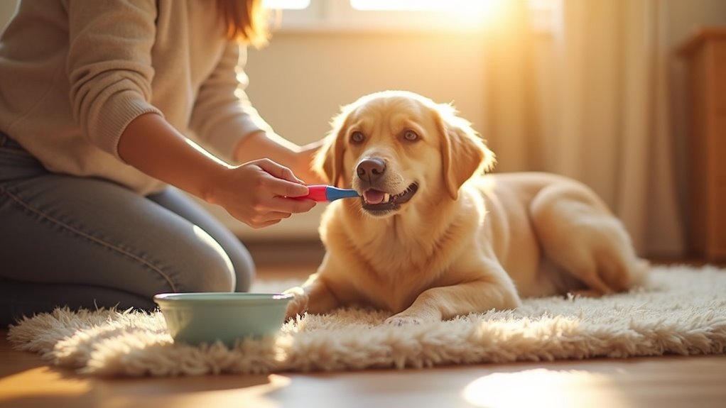 cooperative dog tooth brushing